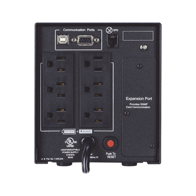 CYBERPOWER - UPS de 750 VA/525 W, Topología Línea Interactiva, Entrada 120 Vca NEMA 5-15P, Onda Senoidal Pura, Tipo Torre, Con 6 Tomas NEMA 5-15R