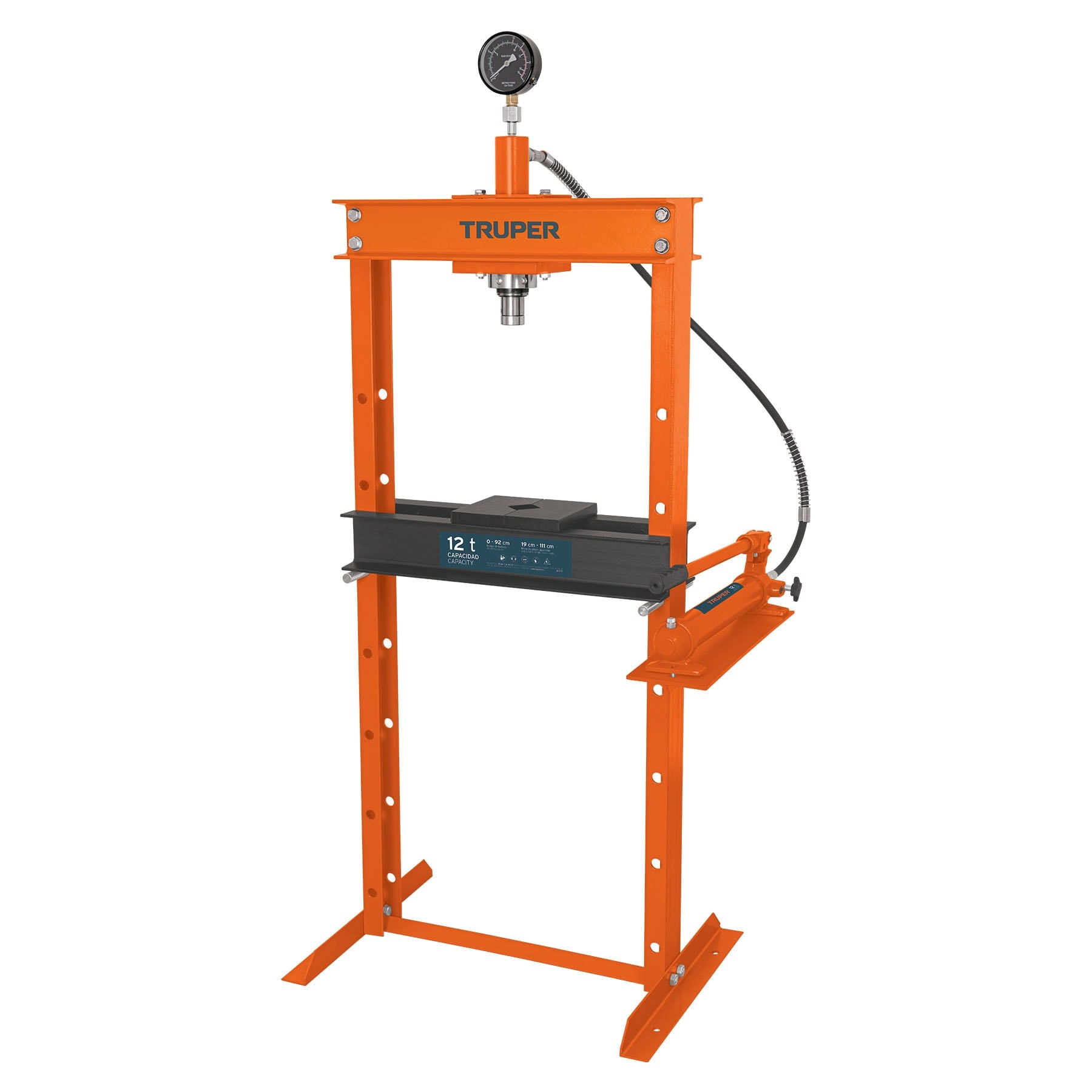 Prensa hidraulica tipo 'H' de 12 ton, con piston, Truper