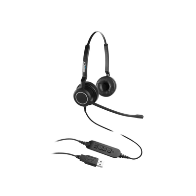 EPCOM PROAUDIO - Audífonos USB de Diadema ESTÉREO con Audio HD / Micrófono con Cancelación de Ruido / Calidad para uso en Oficina