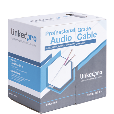 LINKEDPRO BY EPCOM - Cable para Audio Profesional de 2 Conductores Calibre 18 para Aplicaciones de Audio y Automatización Bobina de 152 Metros (500 Pies)