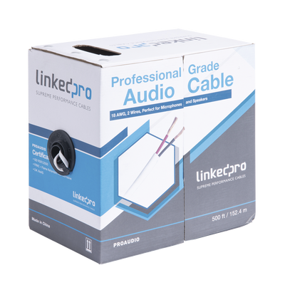 LINKEDPRO BY EPCOM - Cable para Audio Profesional de 2 Conductores Calibre 18 para Aplicaciones de Audio y Automatización Bobina de 152 Metros (500 Pies)