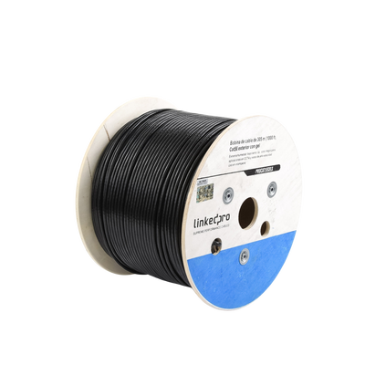 LINKEDPRO BY EPCOM - Bobina de Cable de 305 Metros (1000 Pies), Cat5E, con Gel, para Intemperie, Doble Forro Extrema Humedad, Bajo Tierra, UL, Color Negro para Aplicaciones en Video Vigilancia, y Redes de Alta Velocidad.