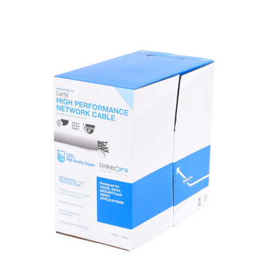 LINKEDPRO BY EPCOM - Bobina de Cable de 305 Metros (1000 Pies), Cat5e, 24 AWG, Color Gris, UL, para Aplicaciones en Videovigilancia, Redes de Datos. Uso Interior