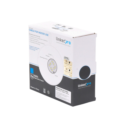 LINKEDPRO BY EPCOM - Bobina de Cable de 100 Metros (328.08 Pies), Cat5e, 24 AWG, Color Gris, UL, para Aplicaciones en Videovigilancia, Redes de Datos. Uso Interior