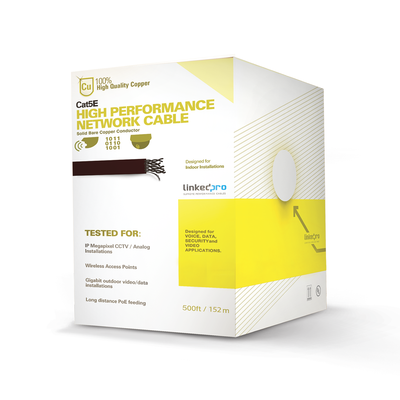 LINKEDPRO BY EPCOM - Cable Cat5e de Alto Rendimiento Certificaciones ETL, UL, de 152.5 Metros (500 Pies) de Color Blanco, para Aplicaciones en Video Vigilancia, Redes de Datos. Uso Interior.