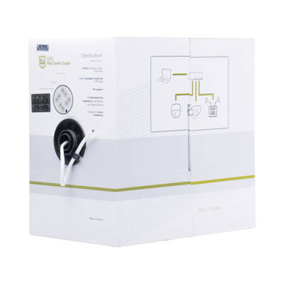LINKEDPRO BY EPCOM - Cable Cat5e de Alto Rendimiento Certificaciones ETL, UL, de 152.5 Metros (500 Pies) de Color Blanco, para Aplicaciones en Video Vigilancia, Redes de Datos. Uso Interior.