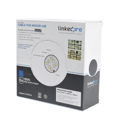 LINKEDPRO BY EPCOM - Cable Cat5e de Alto Rendimiento, con Certificaciones ETL, UL, Color Gris, de 100 Metros (328 Pies) para Aplicaciones en CCTV, Redes de Datos. Uso Interior.