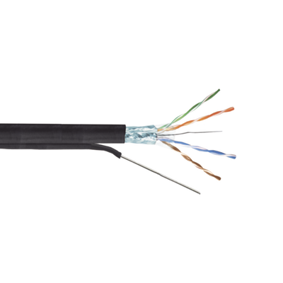 LINKEDPRO BY EPCOM - Bobina de Cable FTP con Mensajero de Acero de 305 Metros (1000 Pies) Cat6+ Calibre 23, Color Negro, para Aplicaciones en Video Vigilancia y Redes de Datos / Uso en Intemperie y Aplicaciones Aéreas