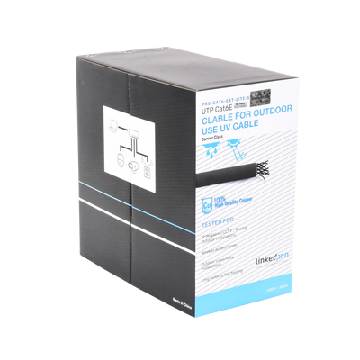 LINKEDPRO BY EPCOM - Bobina de Cable 305 Metros (1000 Pies) Cat6, 24 AWG, Climas Extremos, Color Negro, Sin Blindar, para Intemperie
