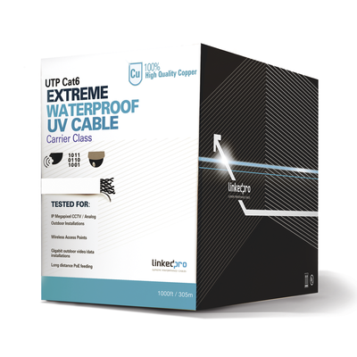 LINKEDPRO BY EPCOM - Bobina de Cable UTP Cat6 para Exterior en Color Blanco / 305 Metros (1000 Pies) / Certificada UL / Sin Blindaje