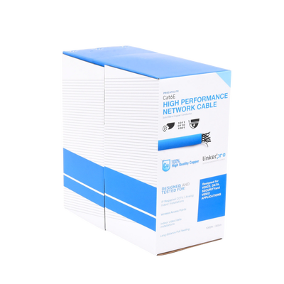 LINKEDPRO BY EPCOM - Bobina de Cable de 305 Metros (1000 Pies) Cat6, CM, 24 AWG, Alto Rendimiento, ETL, UL, Color Azul, Super Flexible, para Aplicaciones de Videovigilancia, Video HD, y Redes de Datos. Uso Interior