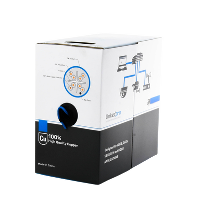 LINKEDPRO BY EPCOM - Bobina de Cable de 305 Metros (1000 Pies) Cat6+, CM, Calibre 23 Alto Rendimiento, ETL, UL, Color Azul, Super Flexible, para Aplicaciones de Video Vigilancia, Video HD, y Redes de Datos. Uso Interior.