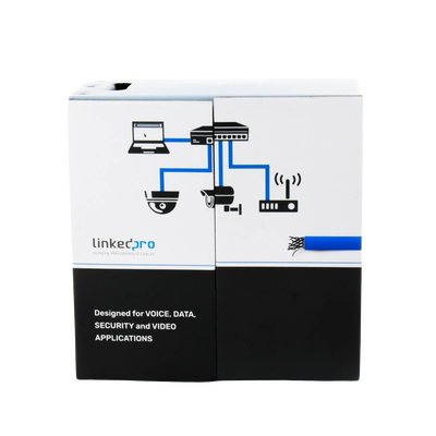 LINKEDPRO BY EPCOM - Bobina de Cable de 305 Metros (1000 Pies) Cat6+, CM, Calibre 23 Alto Rendimiento, ETL, UL, Color Azul, Super Flexible, para Aplicaciones de Video Vigilancia, Video HD, y Redes de Datos. Uso Interior.