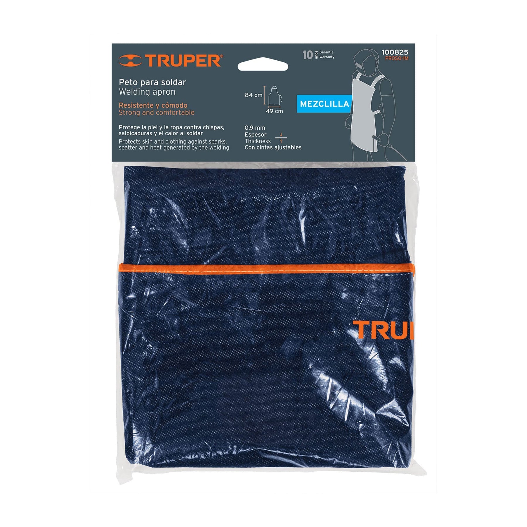 Proteccion para soldar, peto de mezclilla, Truper