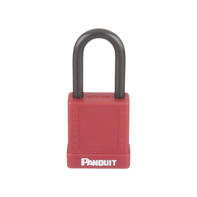 PANDUIT - Candado de Bloqueo LOTO de Seguridad Dieléctrico, Con Llave Única, Diámetro de 6.5 mm, Color Rojo