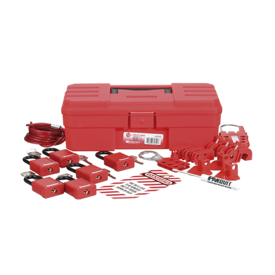 PANDUIT - Kit de Bloqueo LOTO para Contratistas con Componentes (Color Rojo).