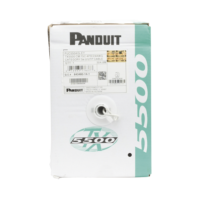 PANDUIT - Bobina de Cable UTP 305 m. de Cobre, PanNet, Gris, Categoría 5e (24 AWG), PVC (CM), de 4 pares