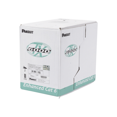 PANDUIT - Bobina de Cable UTP 305 Metros (1000 Pies) de Cobre, TX6000? PanNet, Reelex, Gris Internacional, Categoría 6 Mejorado (23 AWG), PVC (CM), de 4 Pares