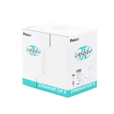PANDUIT - Bobina de Cable UTP 305 Metros (1000 Pies) de Cobre, TX6000? PanNet, Reelex, Blanco, Categoría 6 Mejorado (23 AWG), PVC (CM), de 4 Pares
