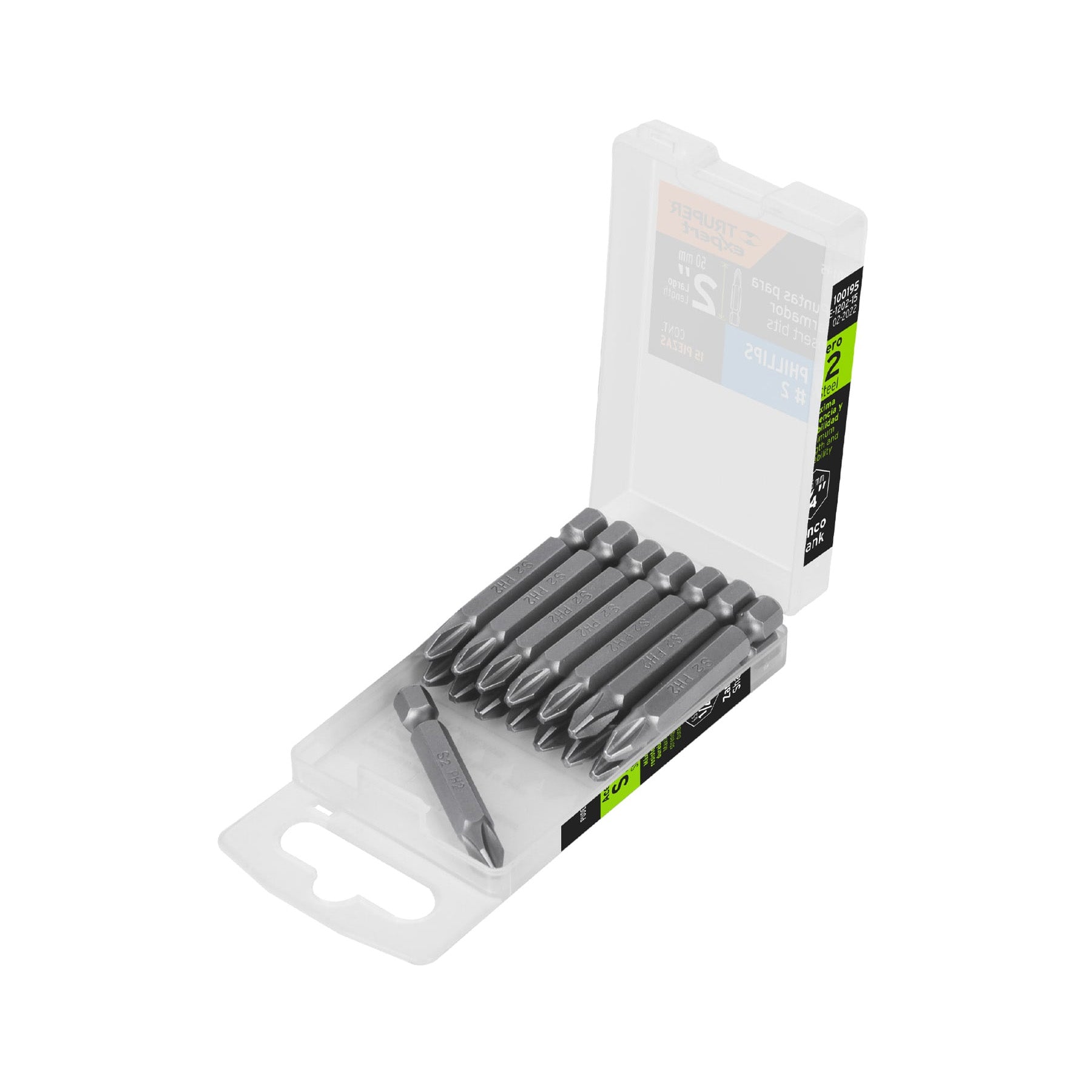 Estuche con 15 puntas de cruz PH2 largo 2', Truper Expert