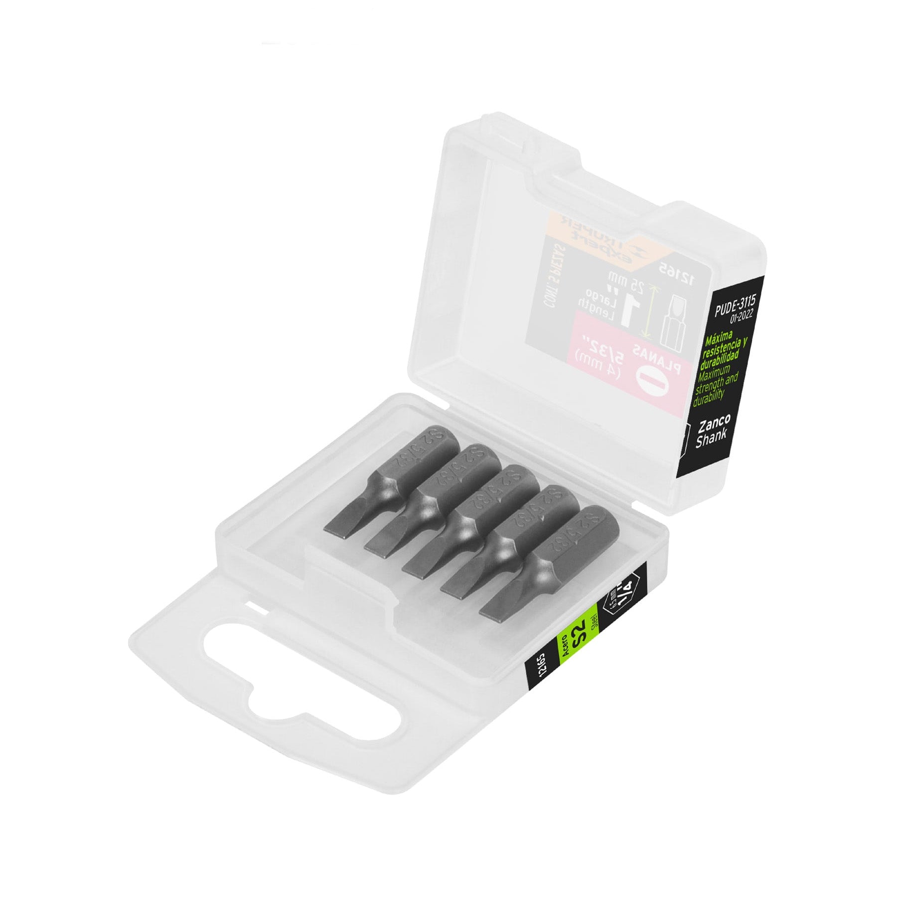 Estuche con 5 puntas planas de 1/4' largo 1', Truper Expert