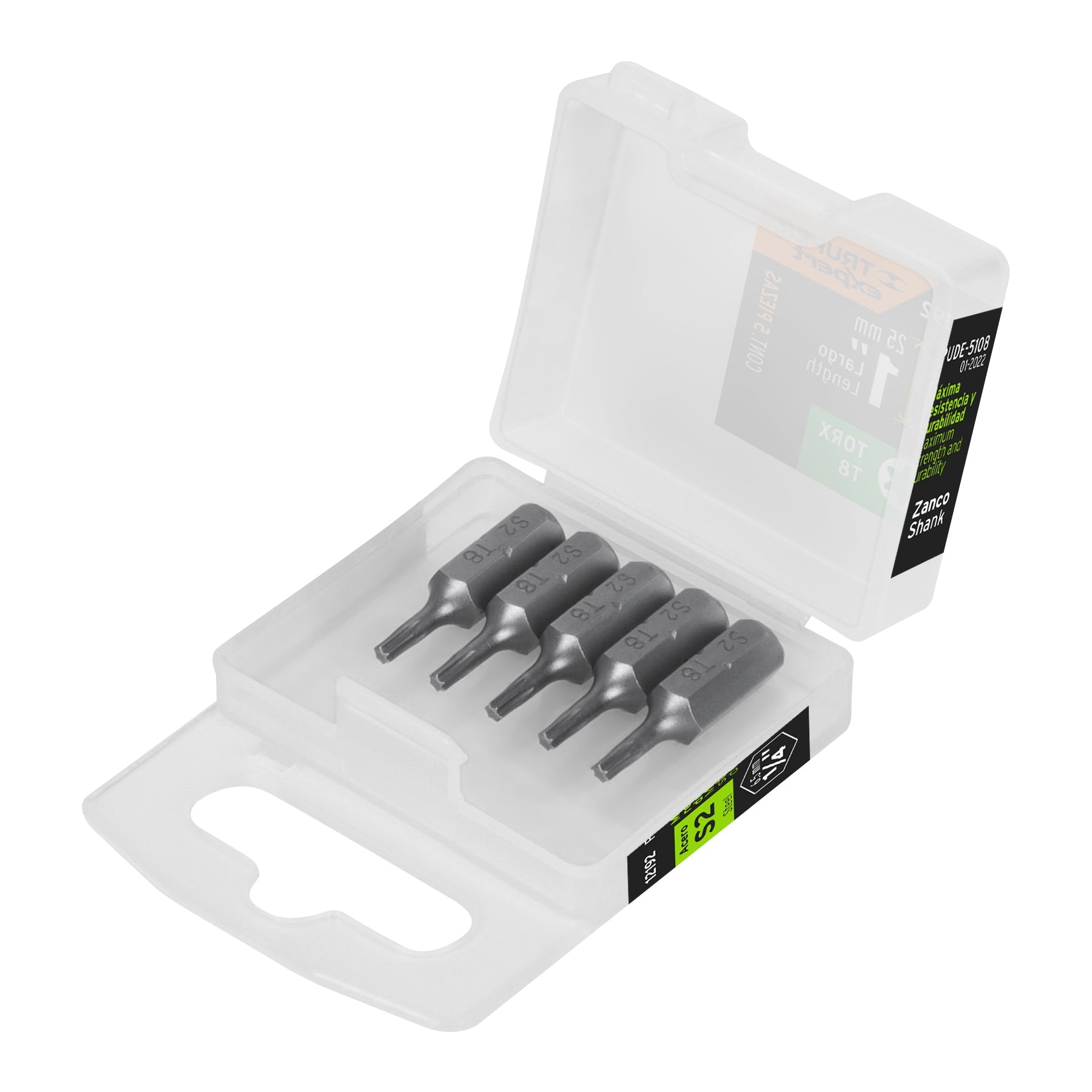 Estuche con 5 puntas torx T8 largo 1', Truper Expert