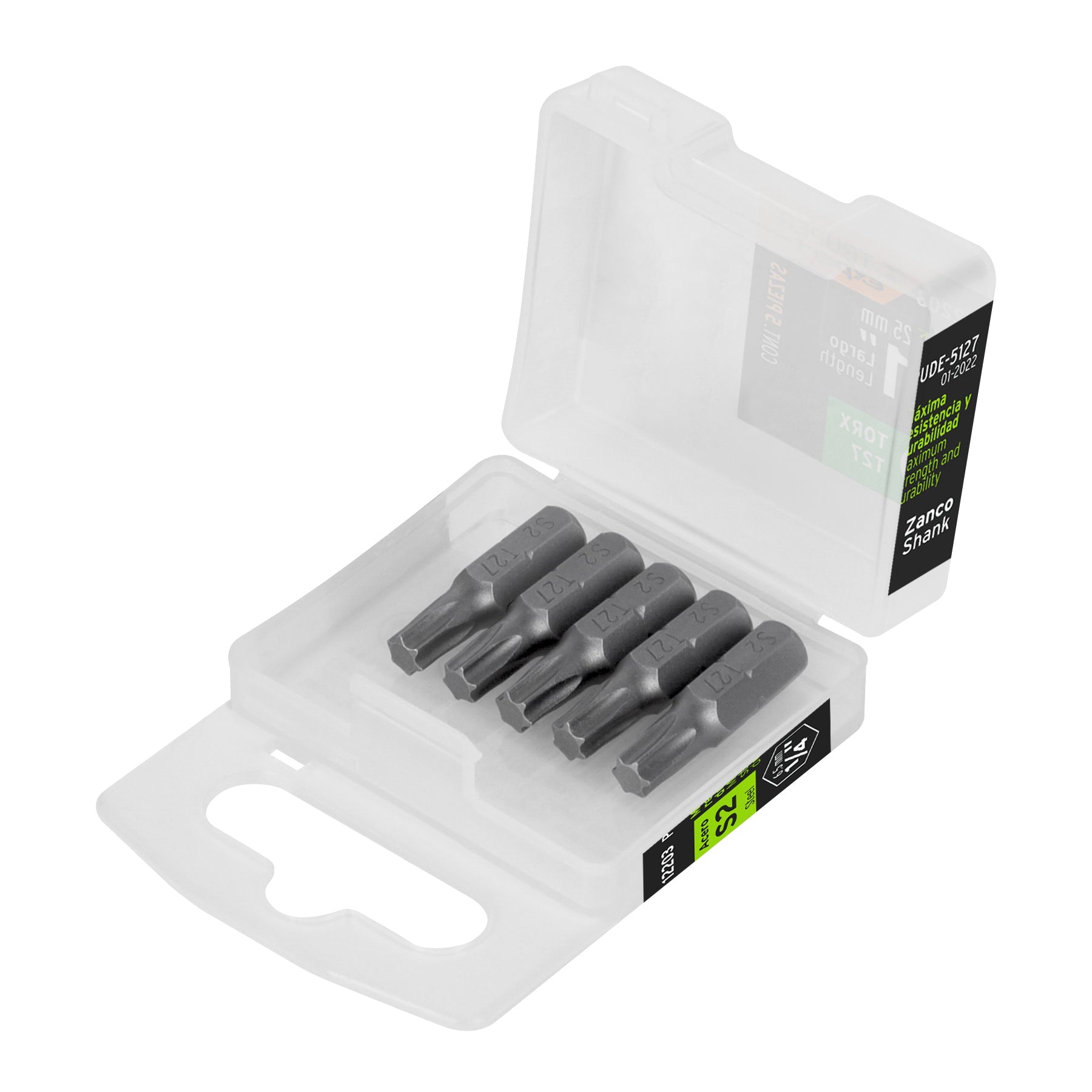 Estuche con 5 puntas torx T27 largo 1', Truper Expert