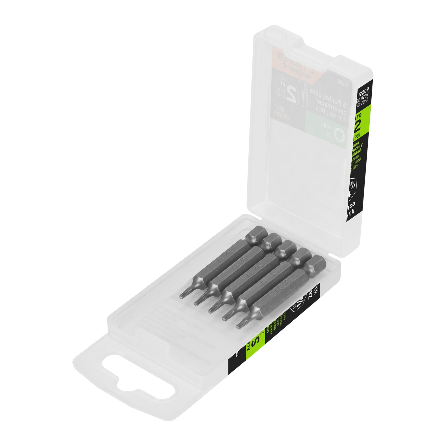 Estuche con 5 puntas torx T7 largo 2', Truper Expert
