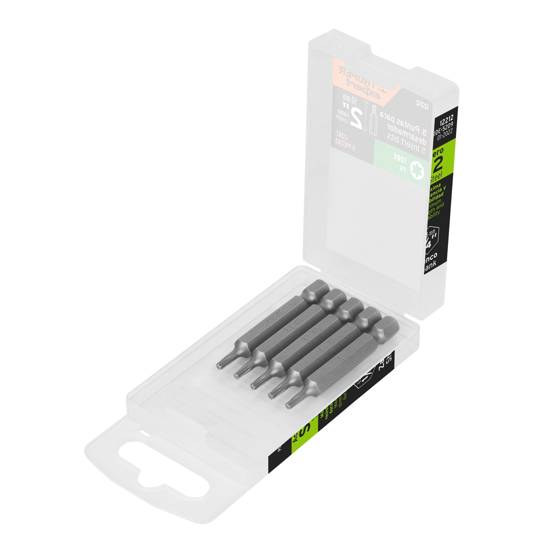 Estuche con 5 puntas torx T9 largo 2', Truper Expert