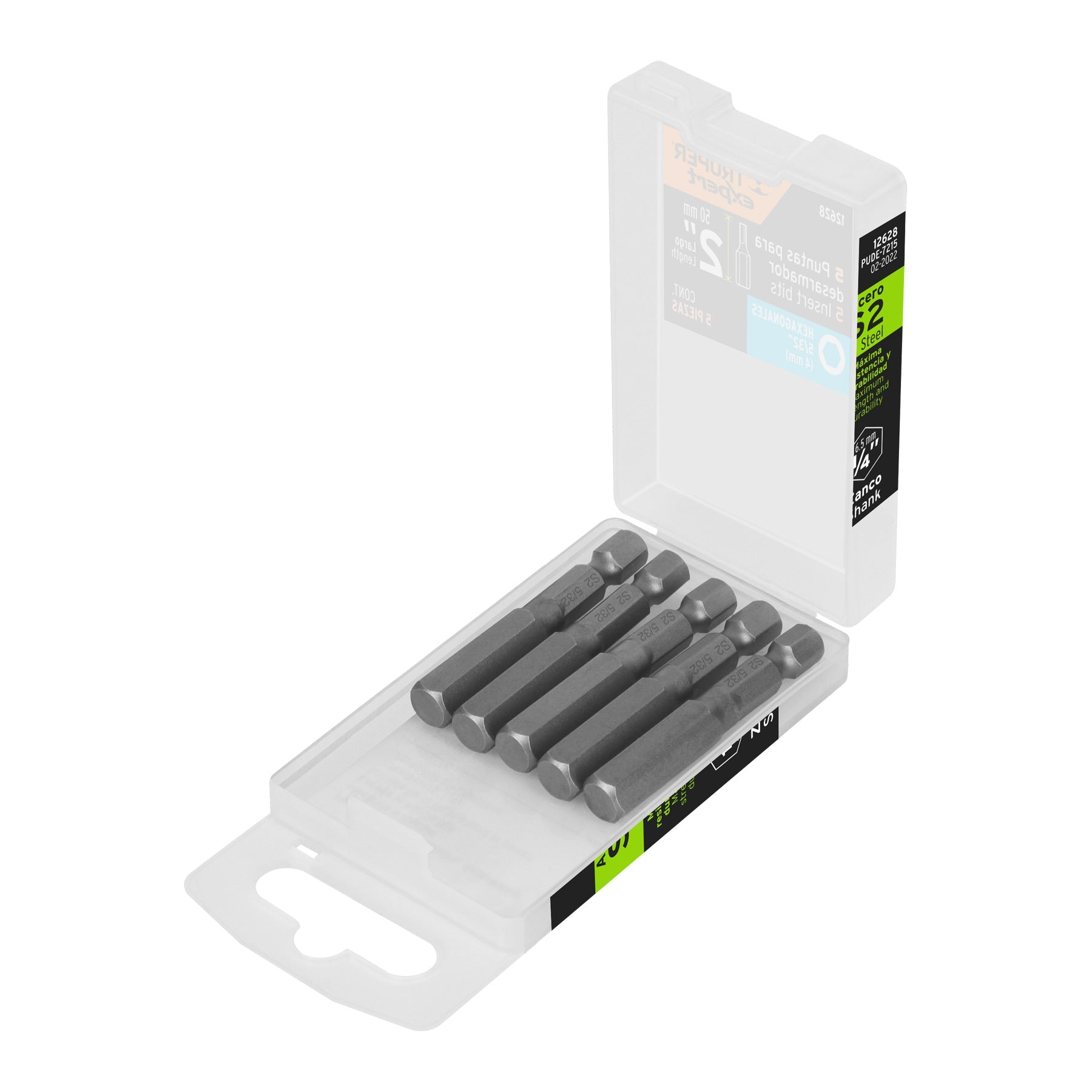 Estuche con 5 puntas hexagonales de 5/32mm largo 2', Expert
