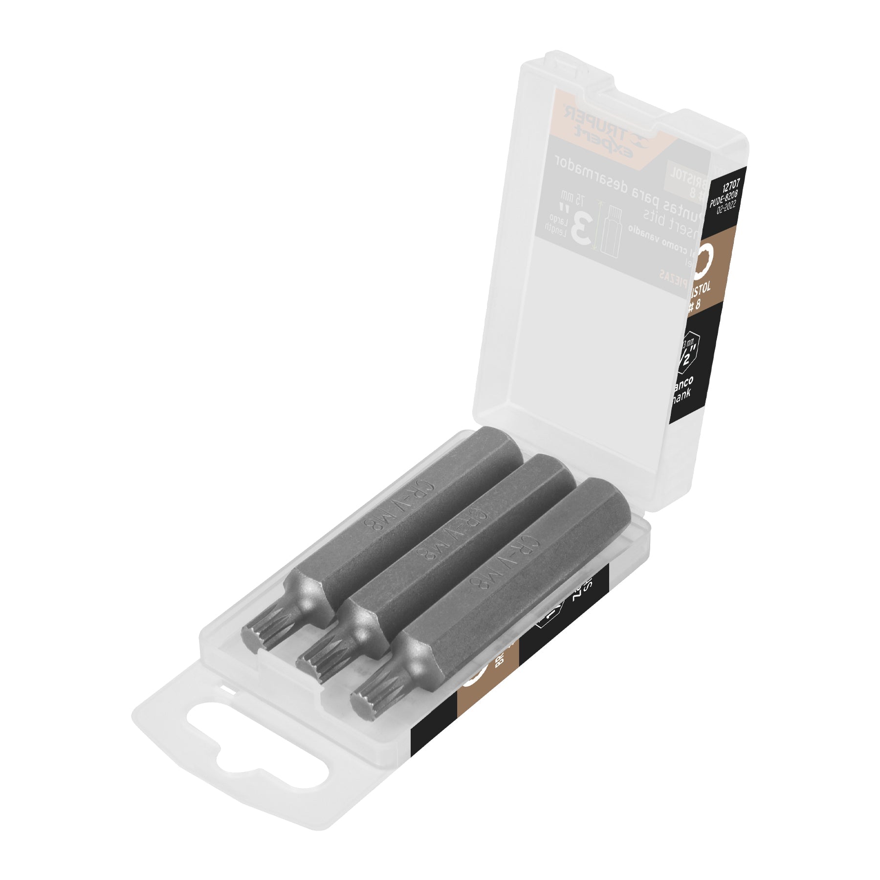 Estuche con 3 puntas bristol M8 largo 3', Truper Expert