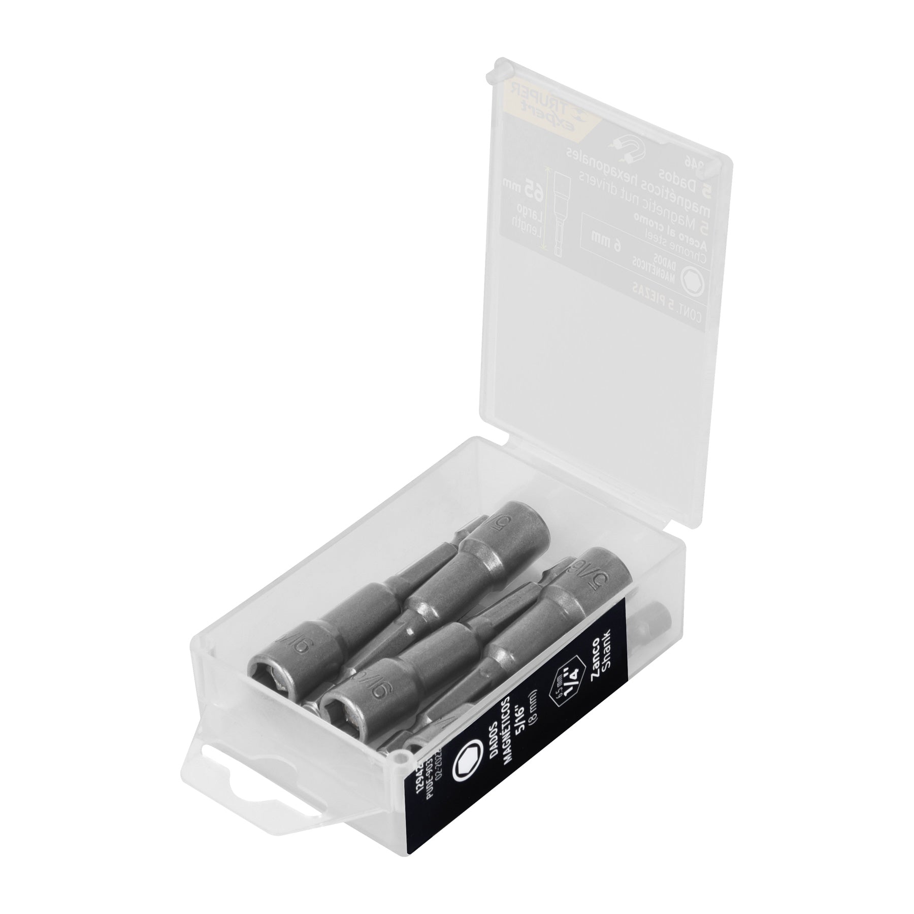 Estuche con 5 dados magneticos de 6 mm largo 2-1/2', Expert