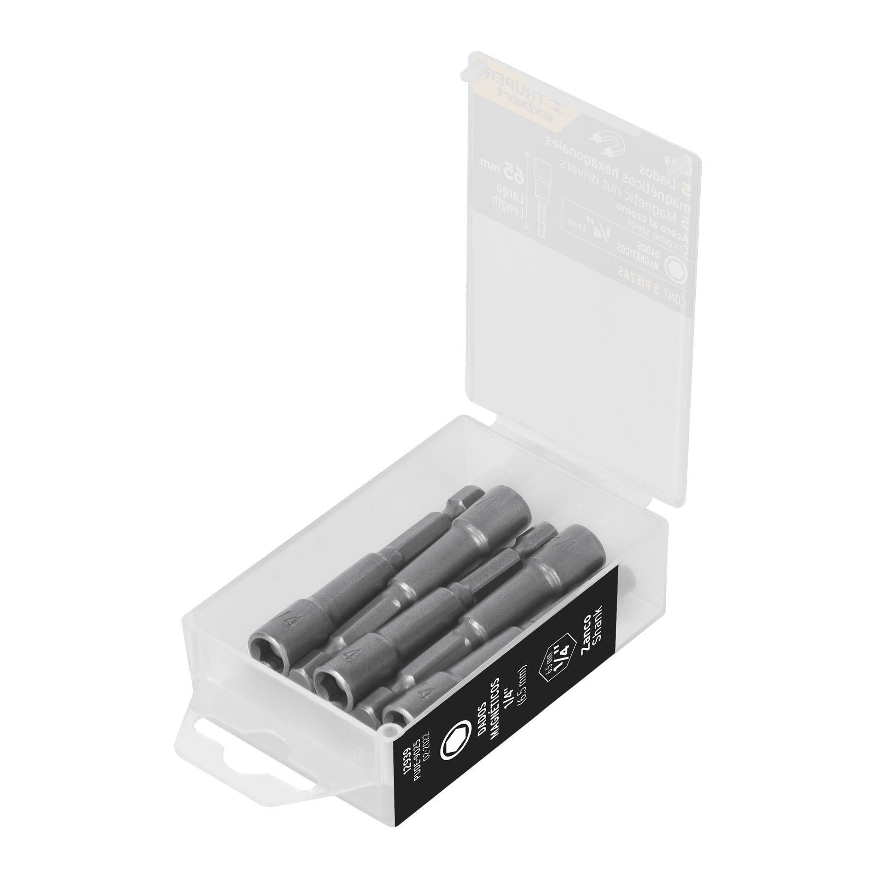 Estuche con 5 dados magneticos de 1/4' largo 2-1/2', Expert
