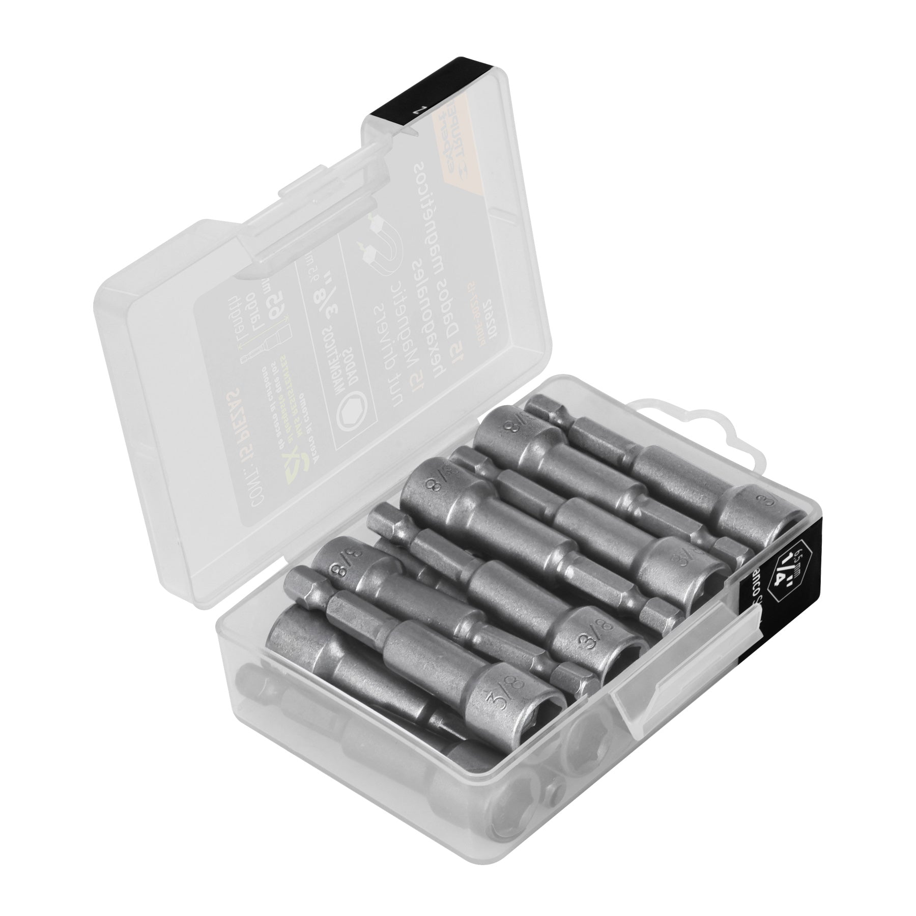Estuche con 15 dados magneticos de 3/8' largo 2-1/2', Expert