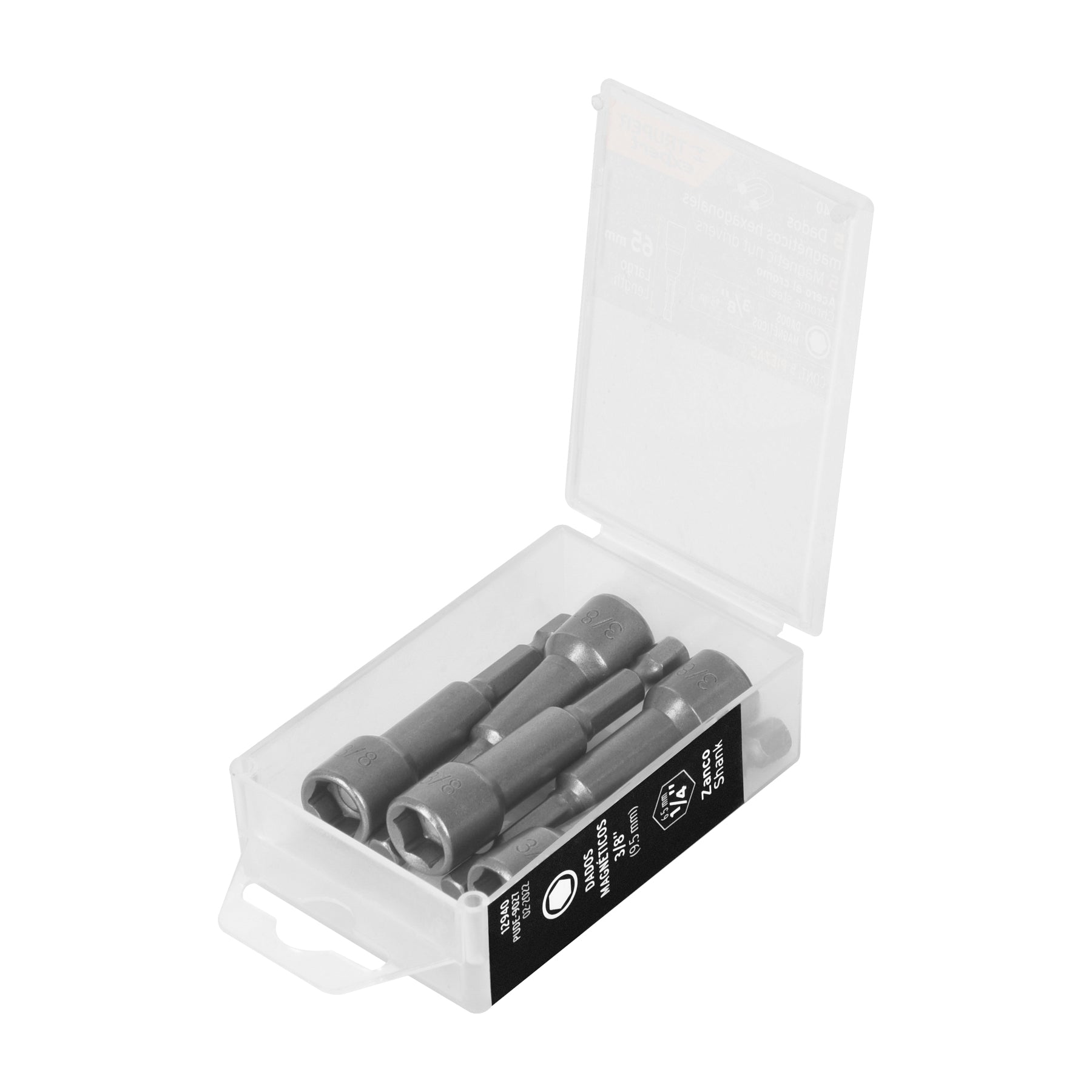 Estuche con 5 dados magneticos de 3/8' largo 2-1/2', Expert