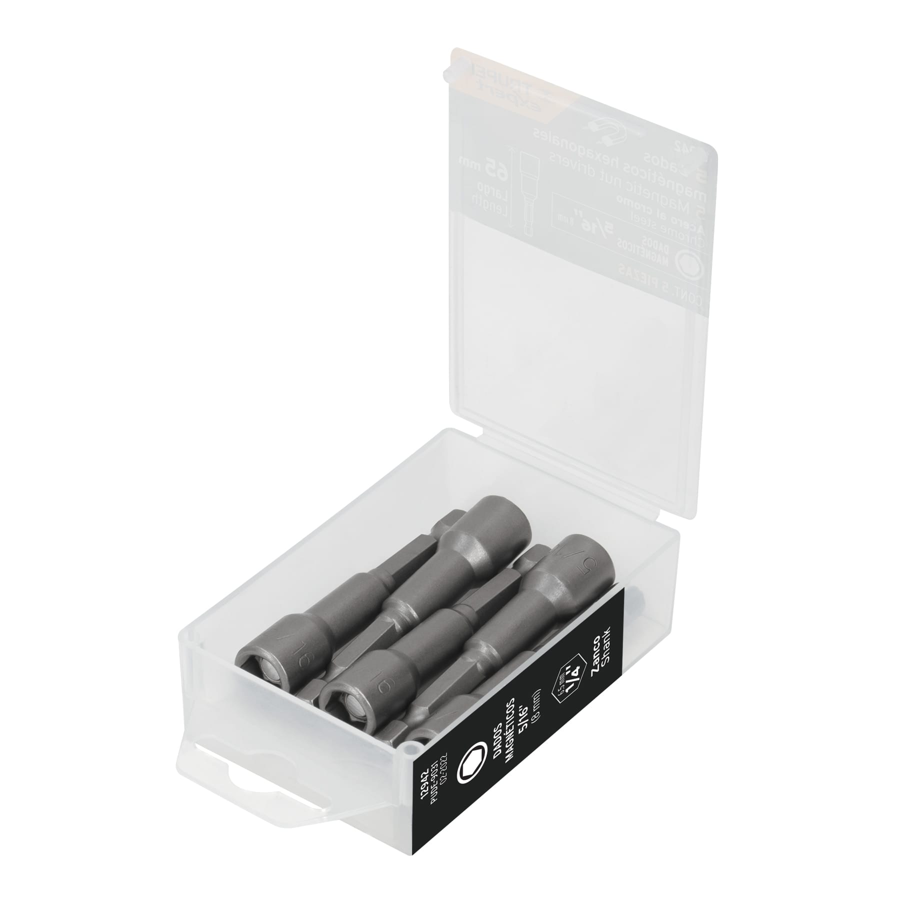 Estuche con 5 dados magneticos de 5/16' largo 2-1/2', Expert