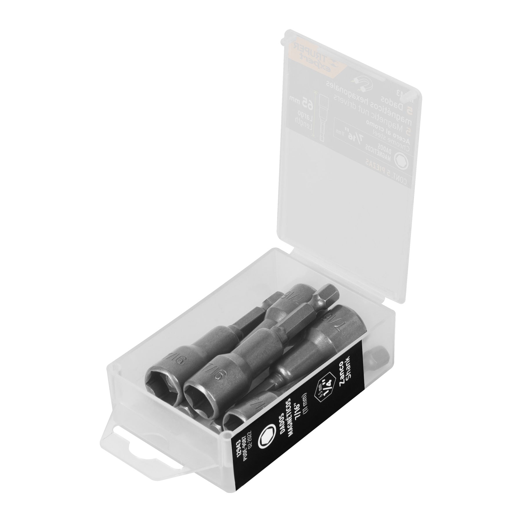 Estuche con 5 dados magneticos de 7/16' largo 2-1/2', Expert