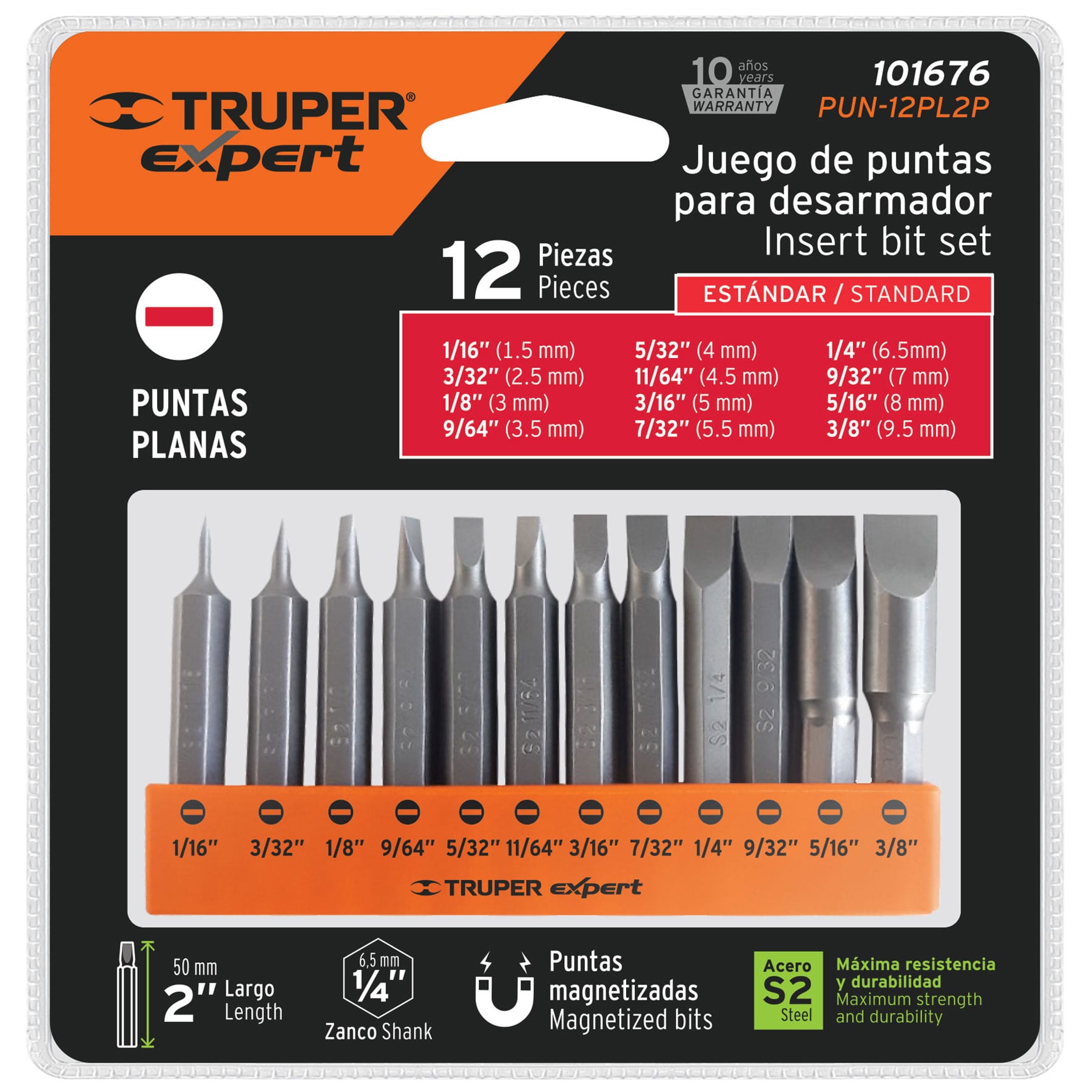 Juego de 12 puntas torx combinadas largo 2', Truper Expert