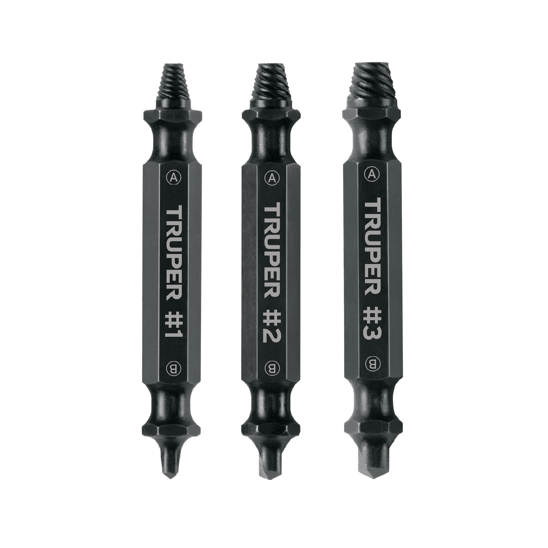 Blister con 3 puntas extractoras de tornillos, Truper