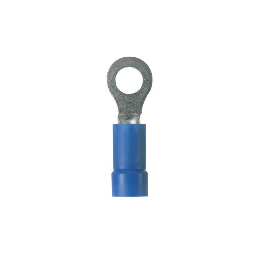 PANDUIT - Terminal anillo con asilamiento de vinilo Azul para Cable 16-14 AWG. Tornillo prisionero #10. Paquete de 100 Piezas