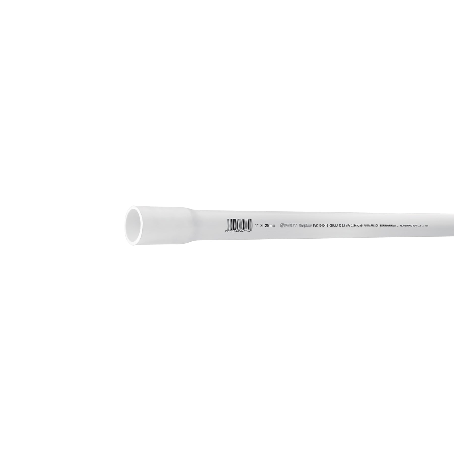 Tubo de 1' PVC hidraulico cedula 40, 3m, 1.4kg, FOSET