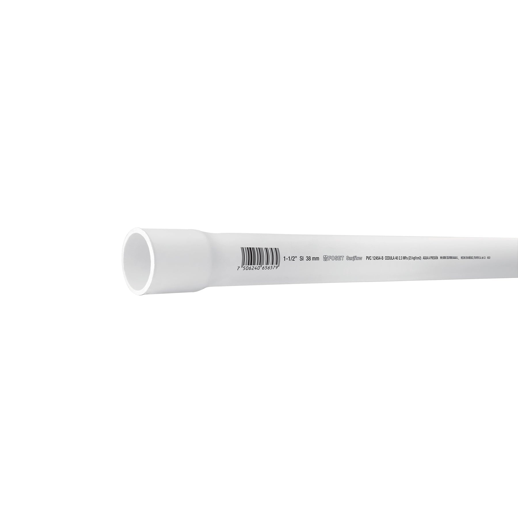 Tubo de 1-1/2' PVC hidraulico cedula 40, 3m, 2.3kg, FOSET