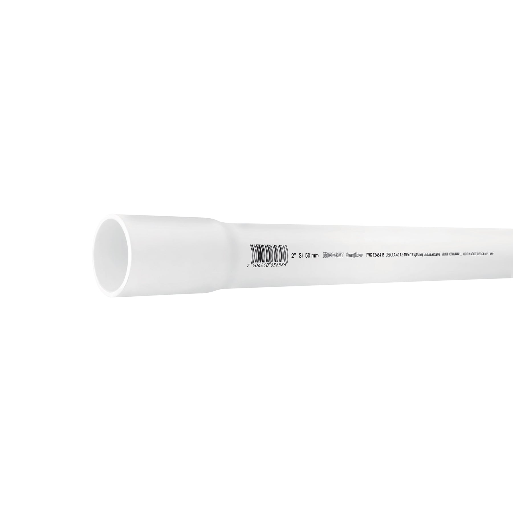 Tubo de 2' PVC hidraulico cedula 40, 3m, 3.1kg, FOSET