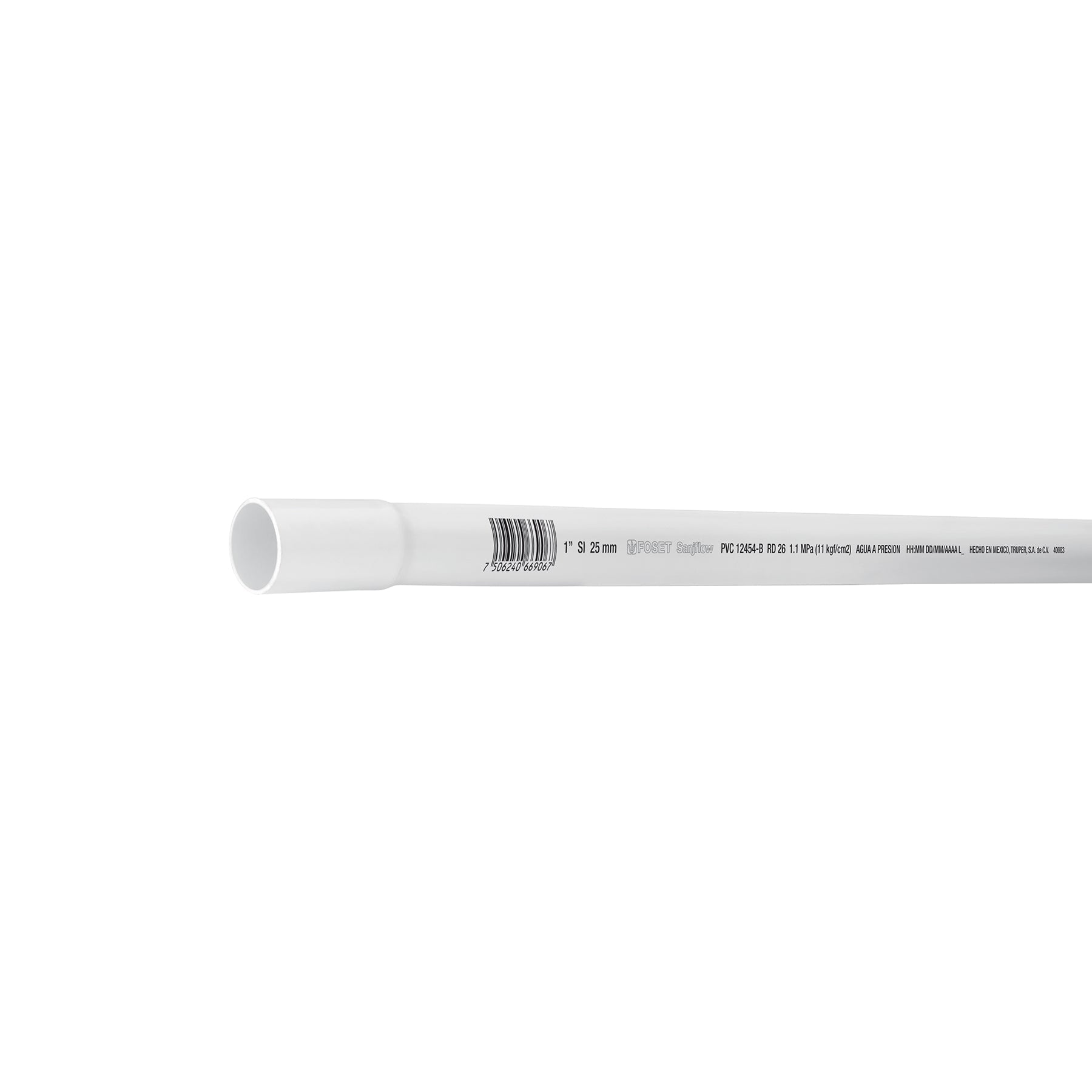 Tubo de 1' PVC hidraulico RD 26, 3m, 0.6kg, FOSET