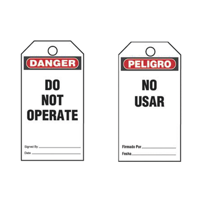 PANDUIT - Paquete de 25 Etiquetas de Seguridad, Con Texto "Peligro, No Usar", de 76 x 146 mm, Color Negro Sobre Blanco