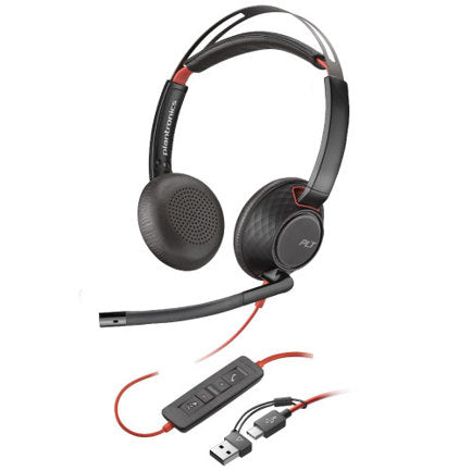 POLY - POLY Auriculares estéreo Blackwire 5220 + conector de 3.5 mm + adaptador USB-C/A
