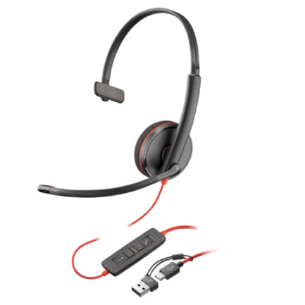 POLY - Auriculares Poly Blackwire 3210 USB-C HS + USB-C/A