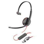 POLY - Auriculares Poly Blackwire 3210 USB-C HS + USB-C/A