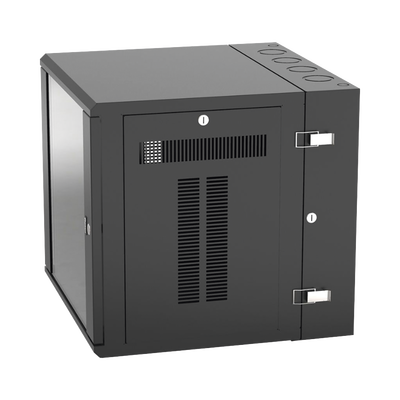 PANDUIT - Gabinete PanZone de Montaje en Pared, de 19in, Puerta con Ventana de Seguridad, 12 UR, 635mm de Profundidad, Color Negro