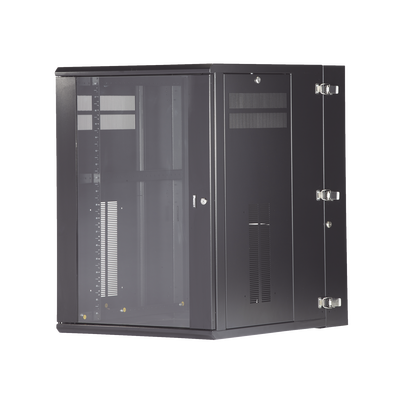 PANDUIT - Gabinete PanZone de Montaje en Pared, de 19in, Puerta con Ventana de Seguridad, 18 UR, 762mm de Profundidad, Color Negro